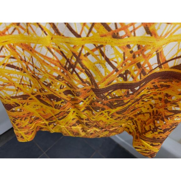 Akris Grass Print Silk Tank Top Sweater Yellow Straw Hay Stripe Sleeveless 10 - Picture 7 of 13